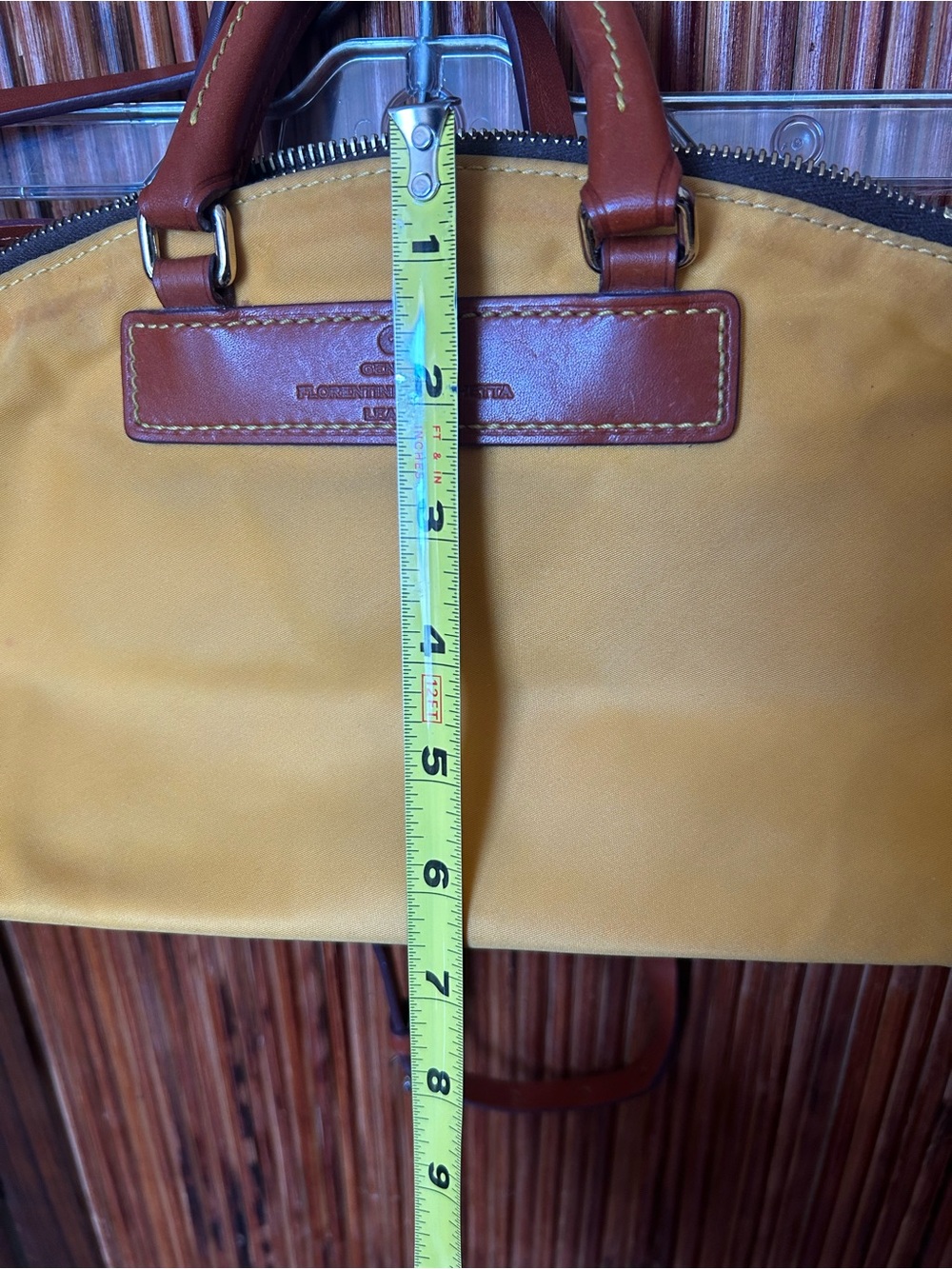 Dooney & Bourke Yellow Nylon Dome Satchel with Brown Leather Trim - Picture 14 of 14